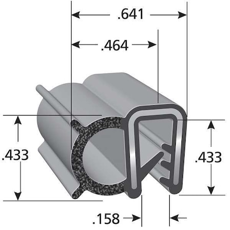 Black Vinyl Seal 328 ft L, 5/8 in W, 7/16 in H