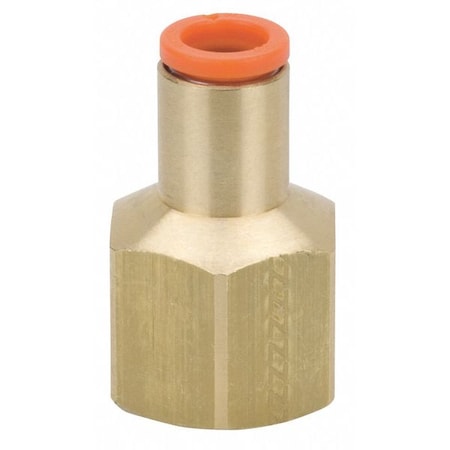 Push-Fit Adapter Fitting, Push-to-Connect x FNPT, 5/16 in Tube OD, 3/8 in Pipe Size, Brass