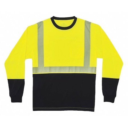 Black Front Perf. Lng Slv Shirt,2XL,Lime, Polyester, Lime, Black, 2XL