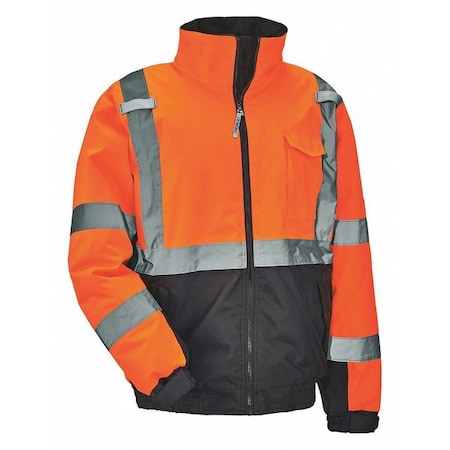 Quilted Bomber Jacket, 300D Oxford Polyester, Class 3 Type R, Hi-Viz Orange, L