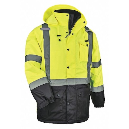 Unisex Hi-Vis Parka, 300D Oxford Polyester, Hi-Viz Lime, Xl