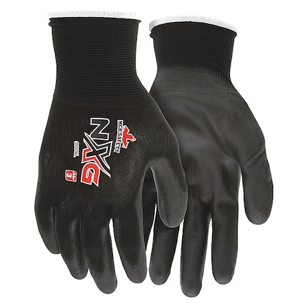 Coated Gloves, Polyurethane, Smooth, Palm, 4 Abrasion Level, Black, L (9) 1 PR