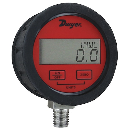 Digital Process Pressure Gauge, 0 to 5 psi, 3 in Dial, 1/4 in NPT, Bottom Location