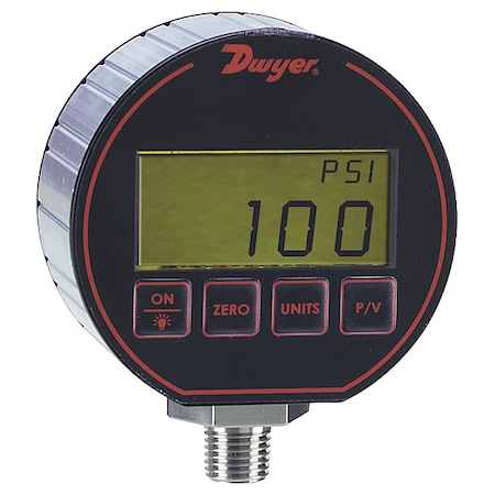 Digital Process Pressure Gauge, 0 to 15 psi, 3 in Dial, 1/4 in NPT, Bottom Location
