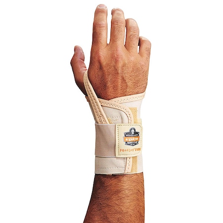 Wrist Support, Elastic, Single Strap, Right, Tan, Size M
