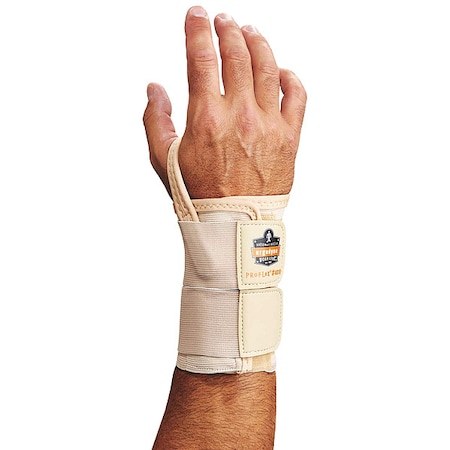 Wrist Support, Elastic, Double Strap, Left, Tan, Size L