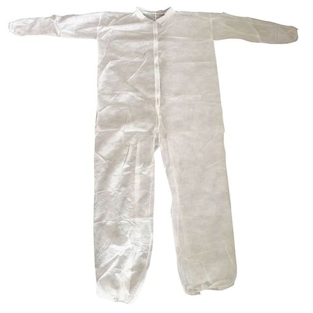 Collared Disposable Coveralls, 5XL, White, polypropylene, zipper