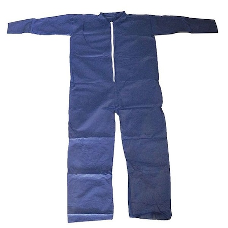 Collared Disposable Coveralls, 3XL, Blue, polypropylene, zipper