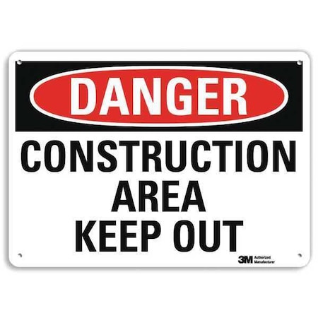 Danger Sign, 10 in Height, 14 in Width, Aluminum, Vertical Rectangle, English