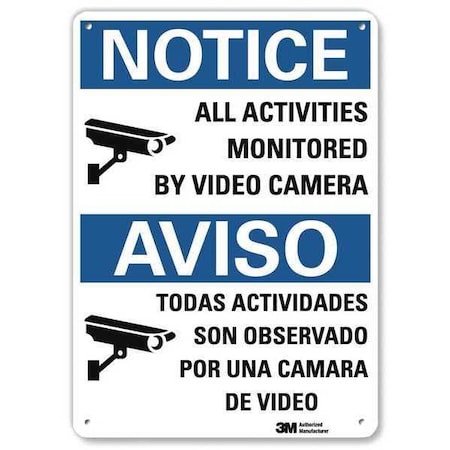 Notice Sign, 10 in H, 7 in W, Aluminum, Horizontal Rectangle, English, Spanish, U1-1006-NA_7x10