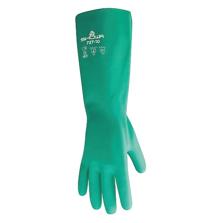 Chemical Resistant Gloves, Nitrile, Unlined, 15 mil Thickness, 13 in Length, Green, 2XL, 1 Pair