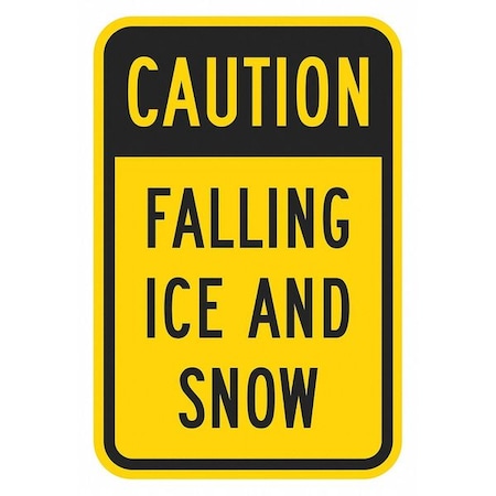 IceAlert Sign, 18 in Height, 12 in Width, Aluminum, Vertical Rectangle, English