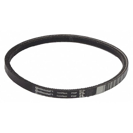 2L190 FHP V-Belt, 19 in Outside Length, 1/4 in Top Width, 11/64" Thickness, 1 Ribs