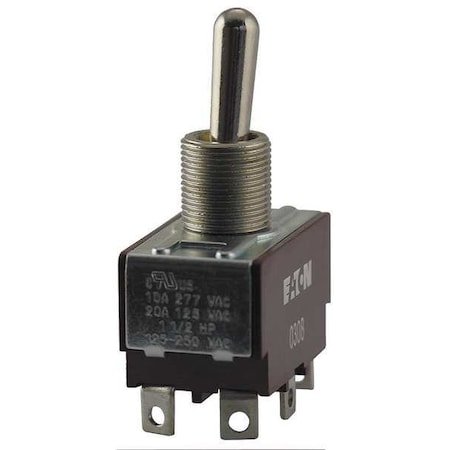 Toggle Switch, SPST, 2 Connections, Momentary On/Off, 3/4 hp, 10A at 277V AC, 20A at 125V AC