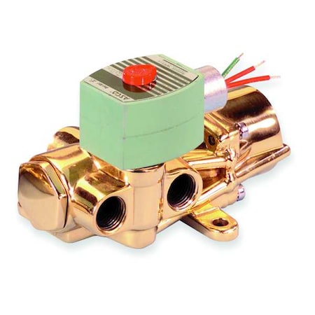 Solenoid Valve, 4-Way, 2-Position, 1/2 in Pipe Size, 120V AC, NAMUR Mount, Direct Acting, Brass