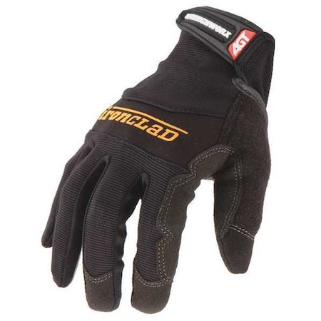 Wrenchworx(R) Mechanics Gloves, Synthetic Leather Palm, Nylon Back, L, Black