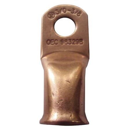 Lug, 2 ga., 3/8 In, Copper, Crimp/Solder, PK2