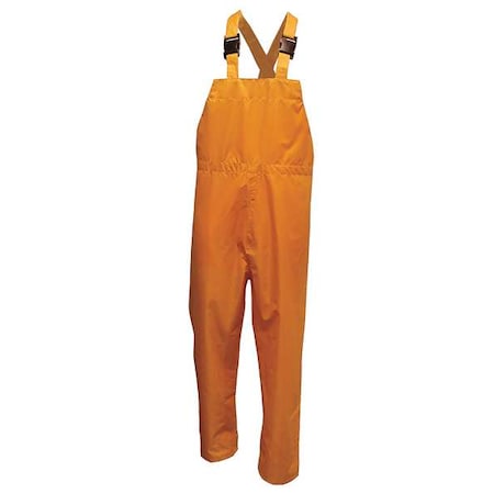 Rain Bib Pants, Polyester, 31 in Inseam, Elastic Closure, Yellow, Size S