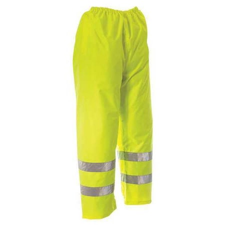Hi-Visibility Rain Bib Pants, 150D Rip-Stop Polyester, Polyurethane, 31 in Inseam, Gree/Yellow