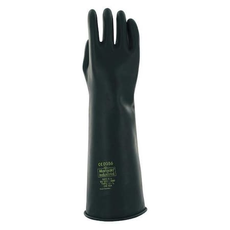 Chemical Resistant Gloves, Natural Rubber Latex, 17 in L, 47 mil, Black, 9 1/2, 1 PR