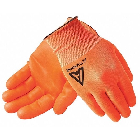H-Vis Coated Gloves, Nitrile, Smooth, Palm, 4 Abrasion Level, Orange, M (9) 1 PR