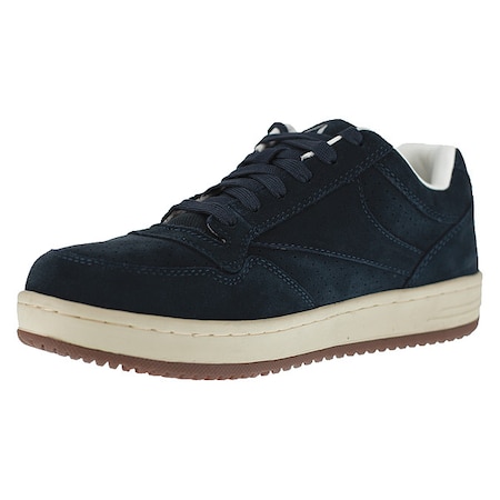 Men's Athletic Shoe, Steel Toe, Suede Upper, Rubber Outsole, Lace Up, Navy Blue, 11 1/2 M