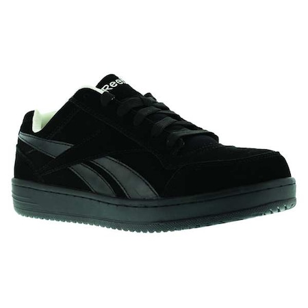 Men's Athletic Shoe, Steel Toe, Suede Upper, Rubber Outsole, Lace Up, Black, 14 M