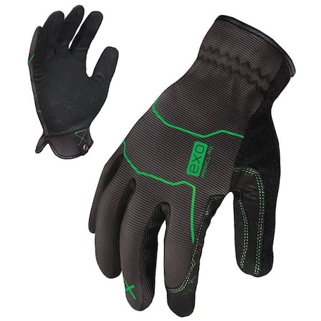 EXO Mechanics Gloves, Synthetic Leather Palm, Polyester Back, 2XL, Black/Gray