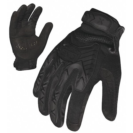 Tactical Glove, Synthetic Leather and Foam Padding Palm, Closed Cuff, Full Finger, Black, Size 2XL
