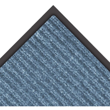 Entrance Mat, Indoor, Polypropylene, Ribbed Surface, Vinyl Back, 3/8 in Thick, 2 ft x 3 ft, Blue