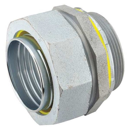 Conduit Fitting Connector, 4 in, Liquid-Tight, Steel, Electro Zinc Plated, Gray