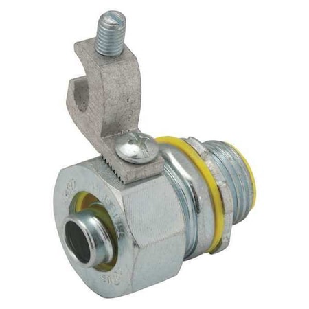 Conduit Fitting Connector, 3/8 in, Threaded, Steel, Electro Zinc Plated, Gray