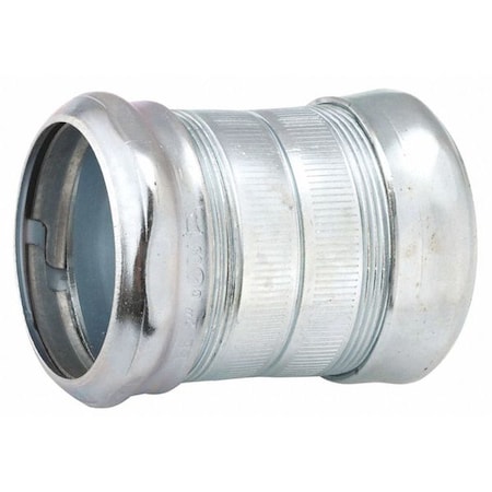 EMT Coupling, 1 in, Compression, Steel, Zinc Plated, Gray