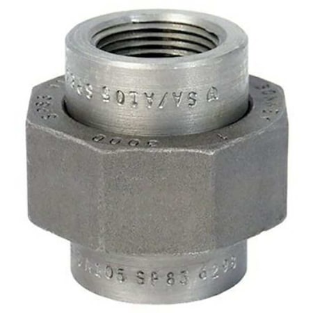 Union Threaded Union, 1-1/2" Pipe, FNPT, Black Forged Steel, Class 3000