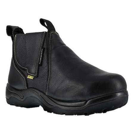 Men's Chelsea Boot, 15 D, Steel Toe, 6 in H, Black, FE690