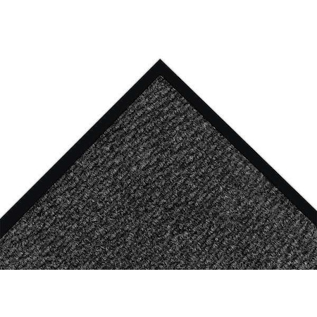Entrance Mat, Polypropylene, 1/4 in Thick, Charcoal, 4 ft W x 8 ft L