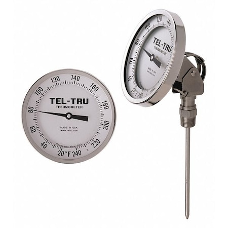 Analog Dial Thermometer,Stem 6" L