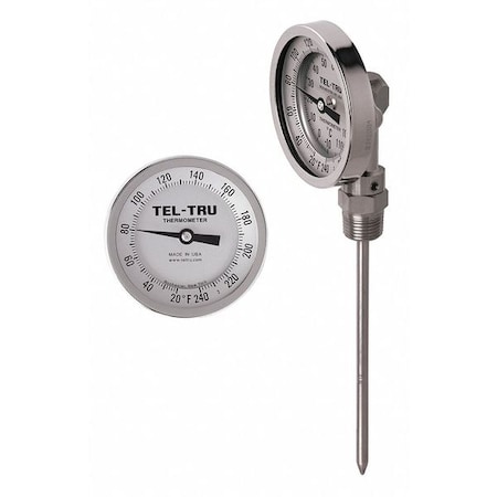 Analog Dial Thermometer,Stem 4" L