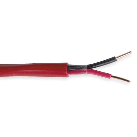 Fire Alarm Cable, 2 C, Red, PVC, 1000 ft.