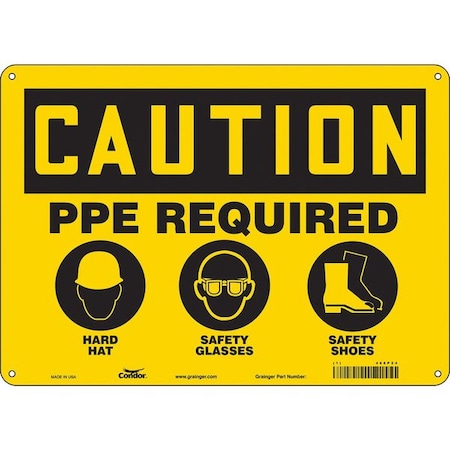 Safety Sign, 10 in Height, 14 in Width, Aluminum, Horizontal Rectangle, English, 468P24