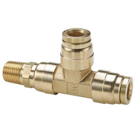 Tee, MNPT 3/8", Tube 1/4", Push-Fit 1/4"