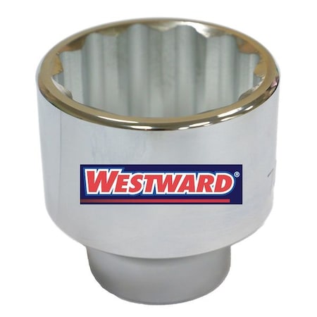 WESTWARD 1 in Drive, 1-11/16" SAE Socket, 12 Points,  Steel, Chrome, 1 11/16 in