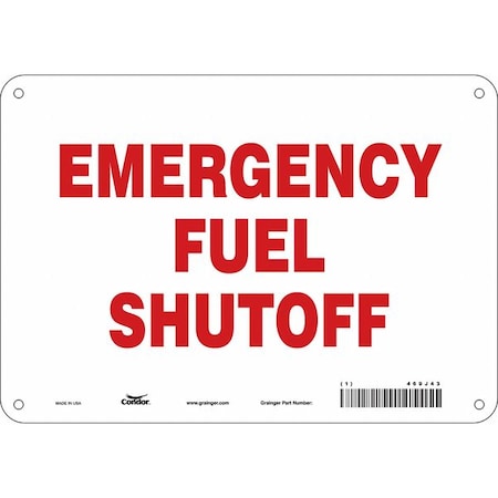 No Header, EMERGENCY FUEL SHUTOFF, 10 in W x 7 in H, Vertical Rectangle, Polyethylene