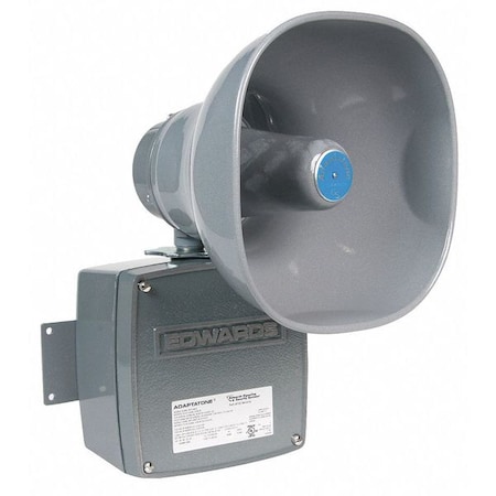 Multi-Tone Signal, Horn, Continuous, 120V AC, 110 dB, Zinc Alloy, Gray, Conduit, Surface Mount