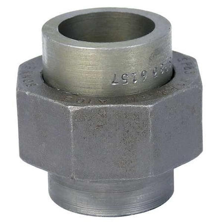Union Union, 1-1/2" Pipe, Socket Weld, Black Forged Steel, Class 3000