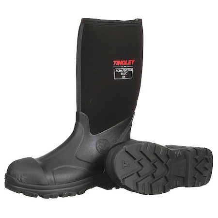 Men's Badger Tall Rubber Boots, Steel Toe, 15 in Height, Black, 6