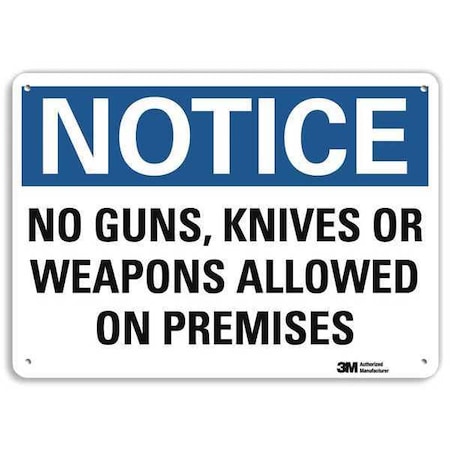 Notice Sign, 10 in H, 14 in W, Aluminum, Horizontal Rectangle, English, U5-1381-NA_14x10