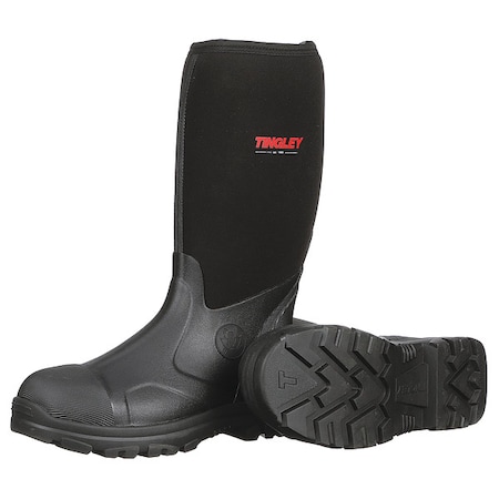 Men's Badger Tall Rubber Boots, Plain Toe, 15 in Height, Black, 9
