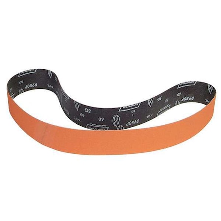 Sanding Belt, 1 1/2 in W, 60 in L, Coated, Ceramic, 80 Grit, Coarse, Blaze R980P, Orange