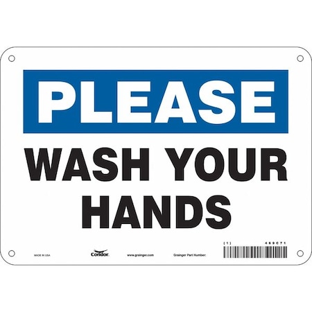 Please, Wash Your Hands, 10 in W x 7 in H, Vertical Rectangle, Polyethylene, 469C71